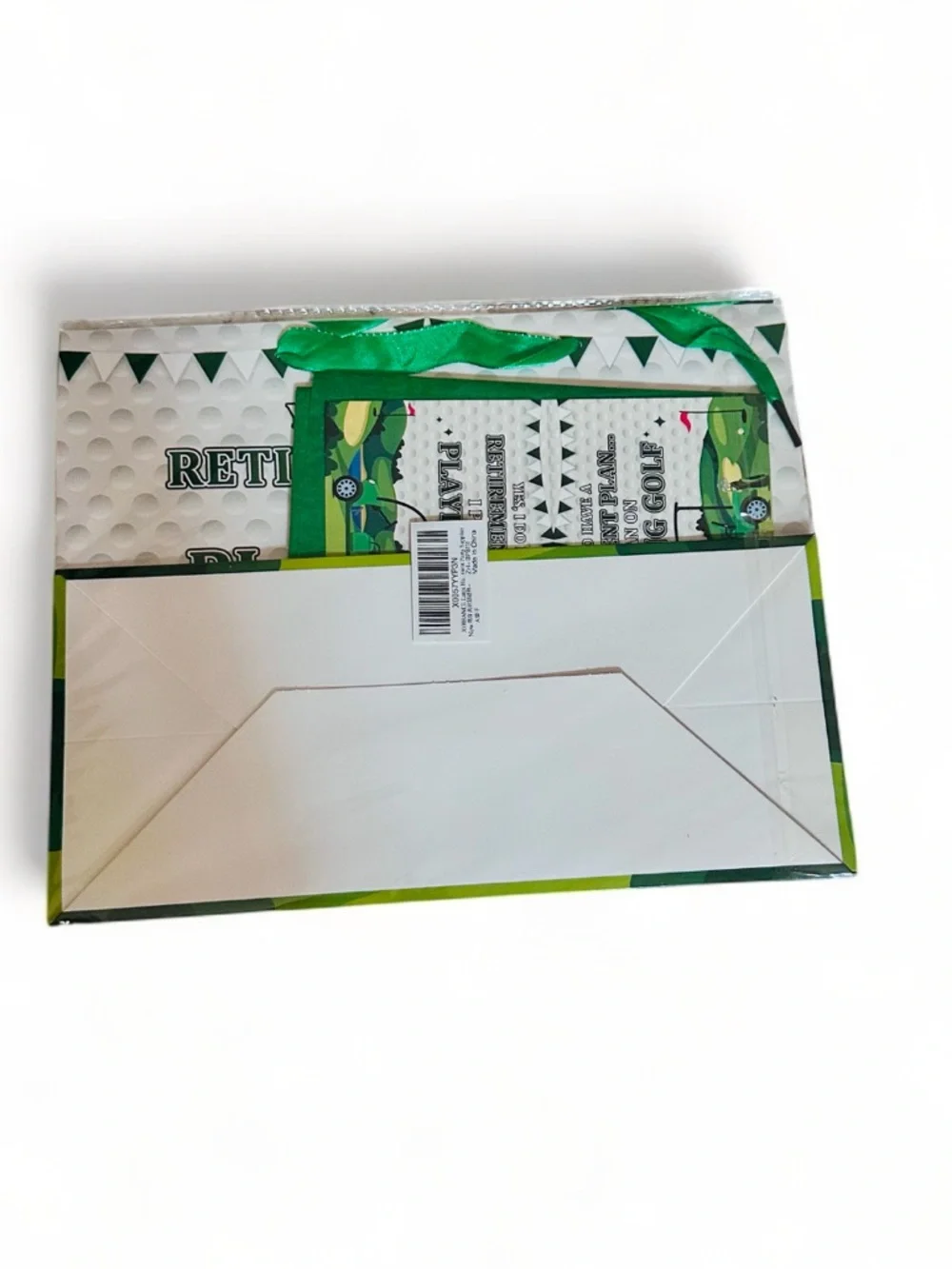 Retirement Plan Playing Golf Gift Bag with Green Tissue